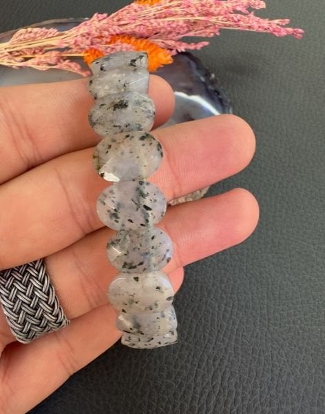 Rolex Model Beyaz Akik Taşı Doğal Taş Bileklik