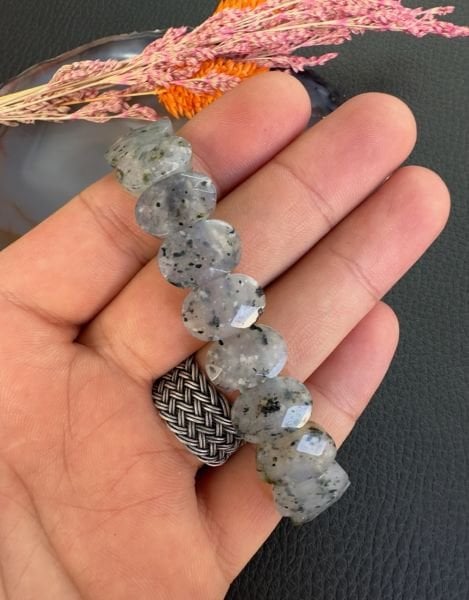 Rolex Model Beyaz Akik Taşı Doğal Taş Bileklik