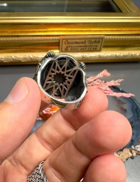 Özel Tasarım Erzurum Oltu Taşlı Gümüş Yüzük