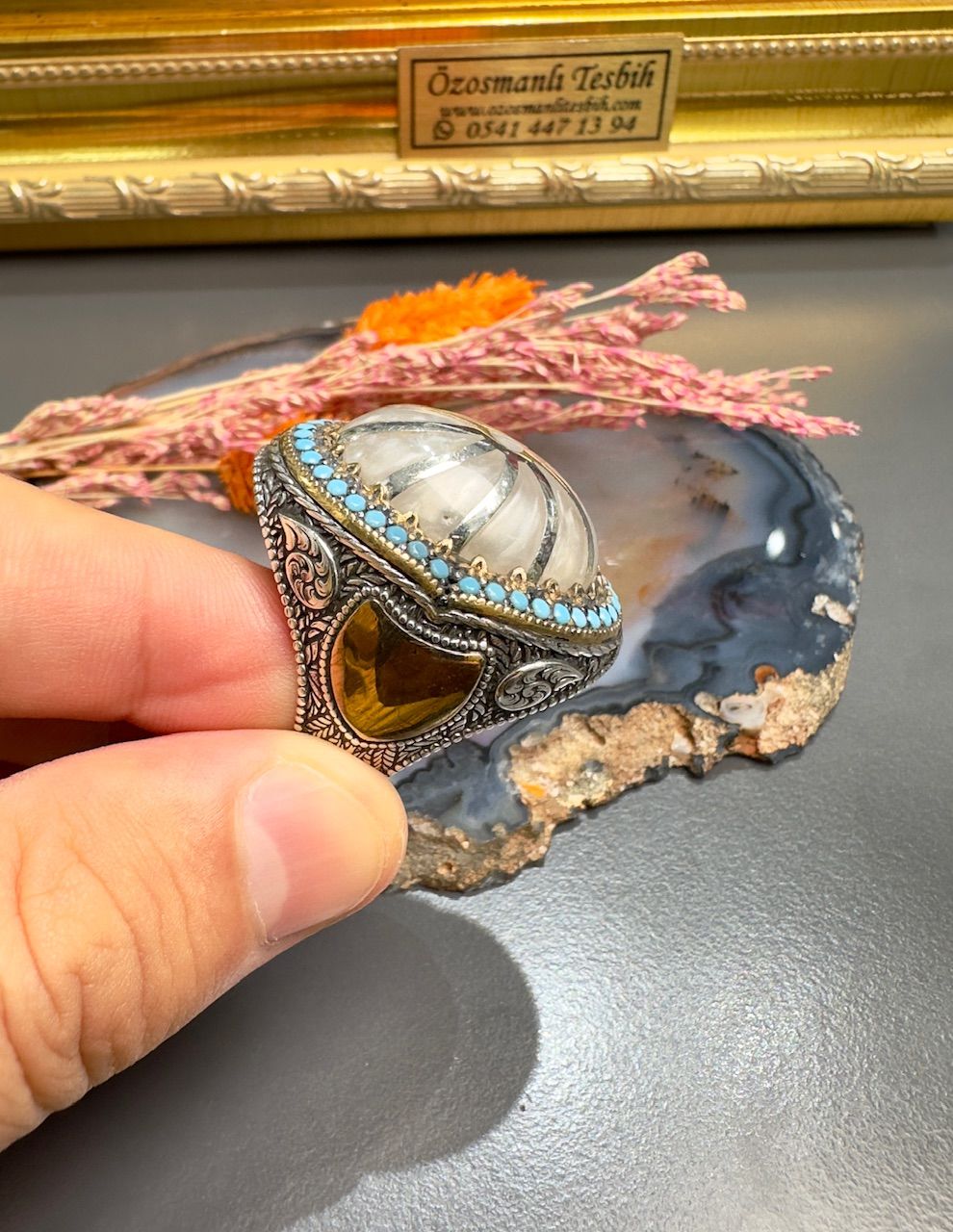 Özel Tasarım Sedef Taşlı Gümüş Yüzük