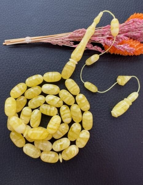 Cem Bülbül Usta İşçiliği Tek Kaya Tiger Damla Kehribar Tesbih