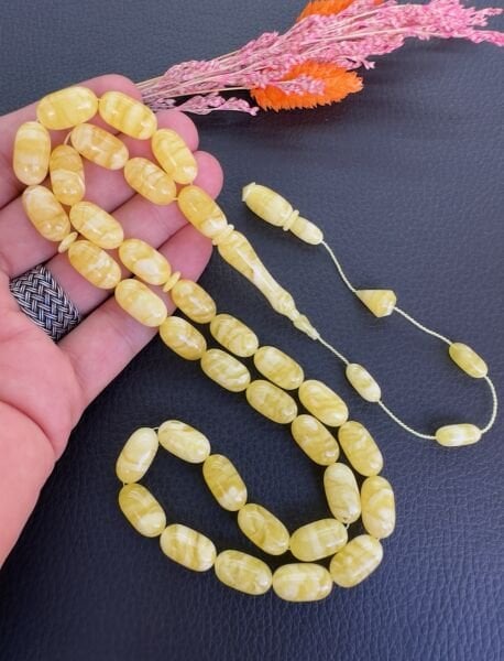 Cem Bülbül Usta İşçiliği Tek Kaya Tiger Damla Kehribar Tesbih