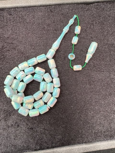 Kapsül Model Beyaz Renk Opal Doğal Taş Tesbih