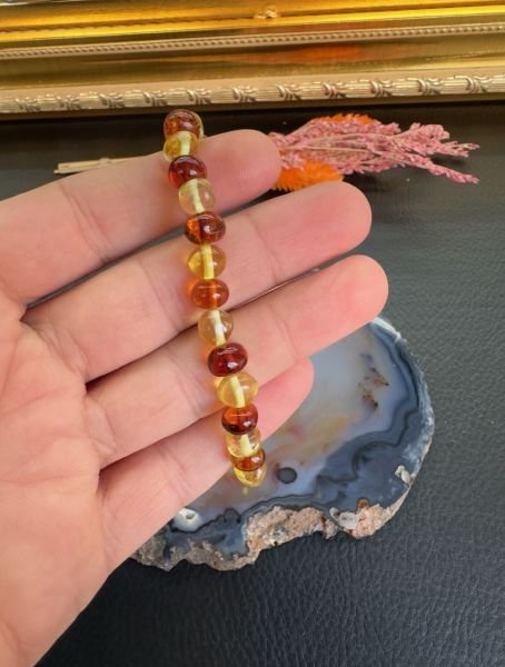 Küre Model Damla Kehribar Bileklik