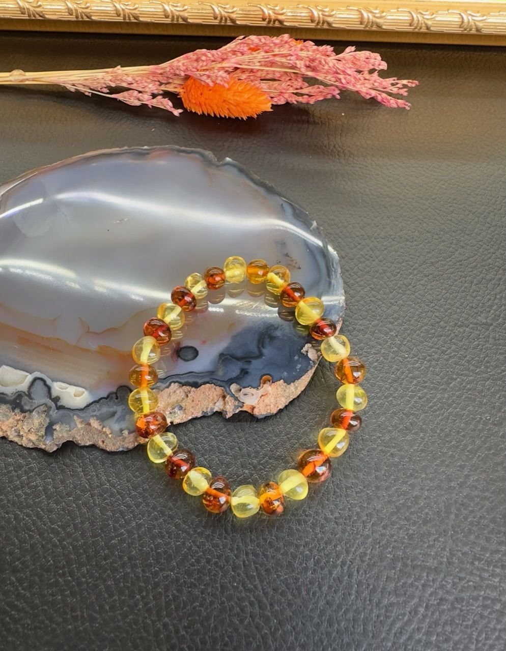 Küre Model Damla Kehribar Bileklik