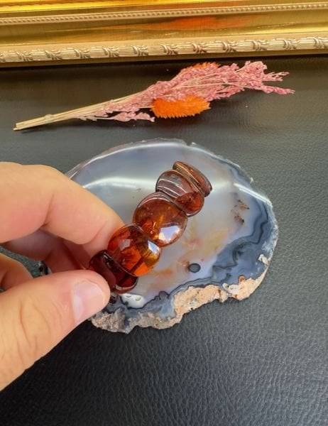 Rolex Model Damla Kehribar Bileklik