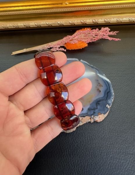 Rolex Model Damla Kehribar Bileklik