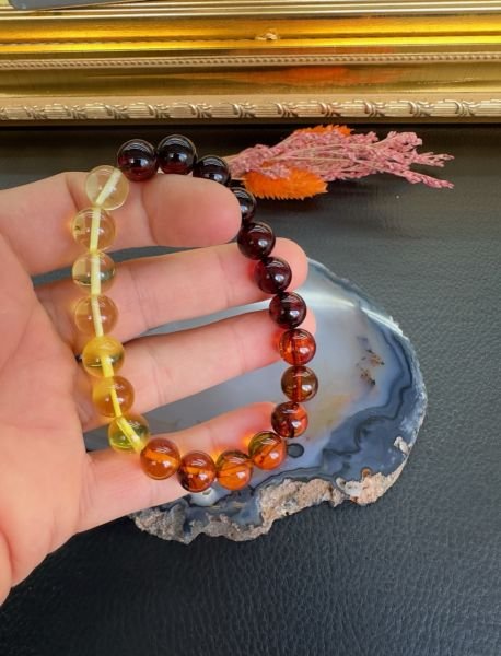 Küre Model Damla Kehribar Bileklik