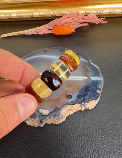 Rolex Model Damla Kehribar Bileklik