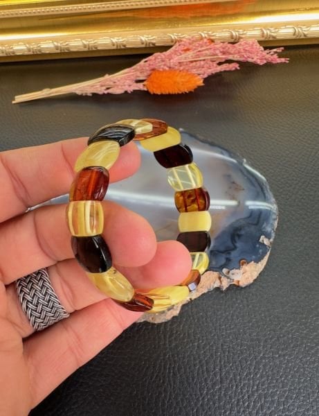 Rolex Model Damla Kehribar Bileklik