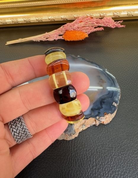 Rolex Model Damla Kehribar Bileklik