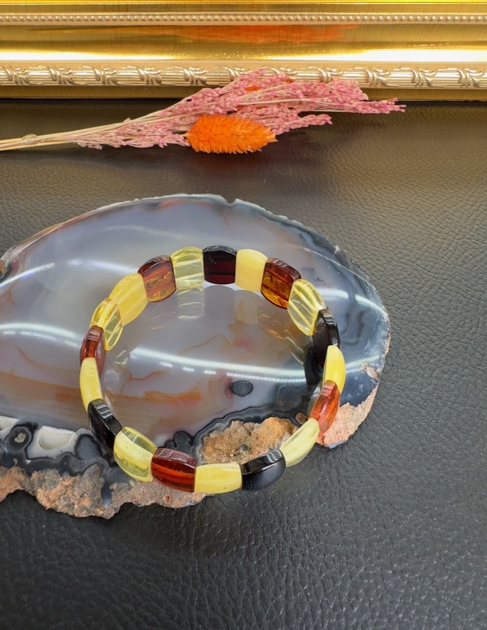 Rolex Model Damla Kehribar Bileklik