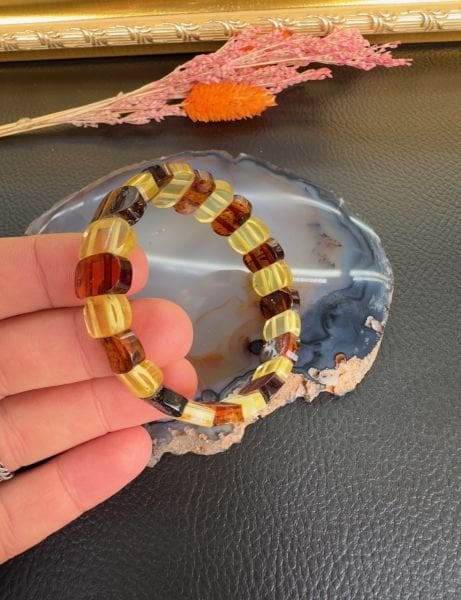 Rolex Model Damla Kehribar Bileklik