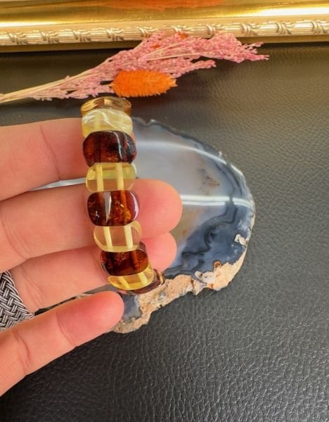 Rolex Model Damla Kehribar Bileklik