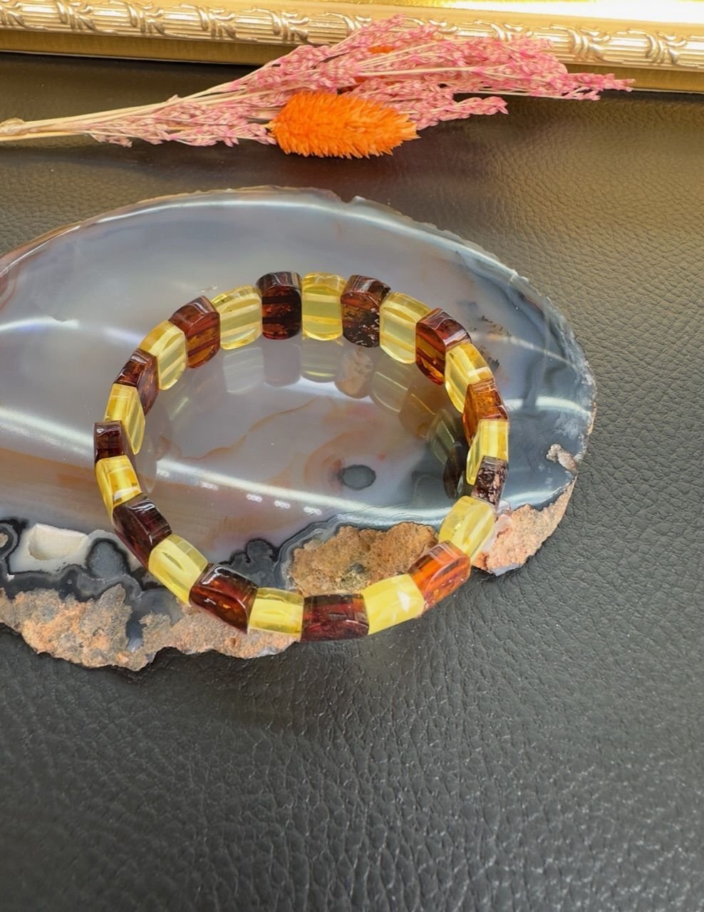 Rolex Model Damla Kehribar Bileklik