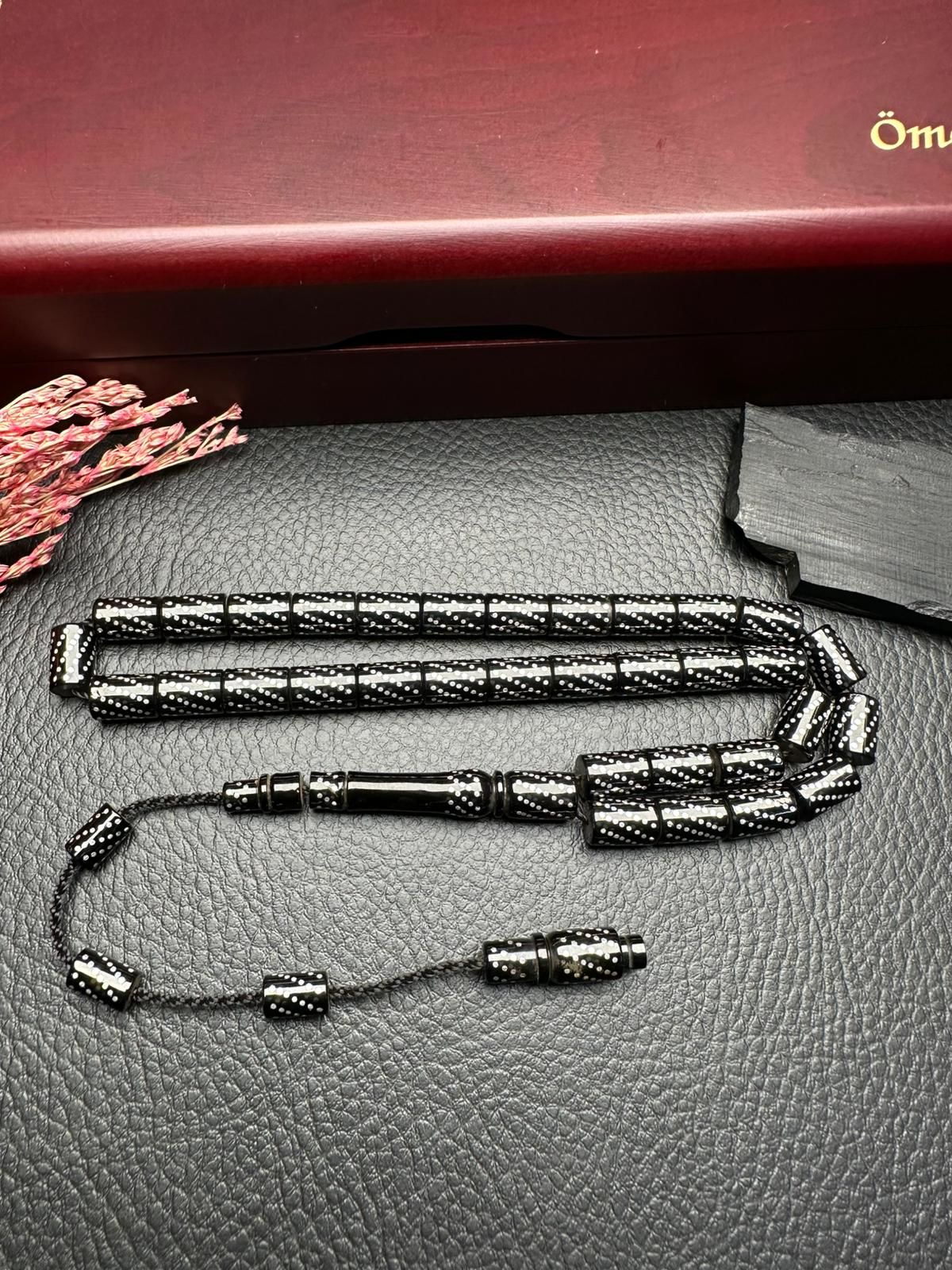 Gümüş İşlemeli Erzurum Oltu Taşı Tesbih