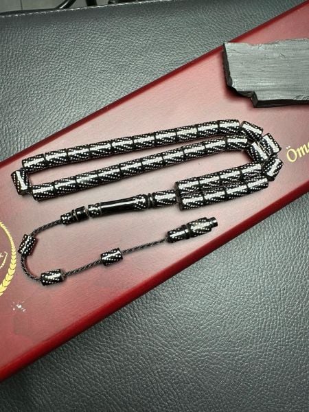 Gümüş İşlemeli Erzurum Oltu Taşı Tesbih