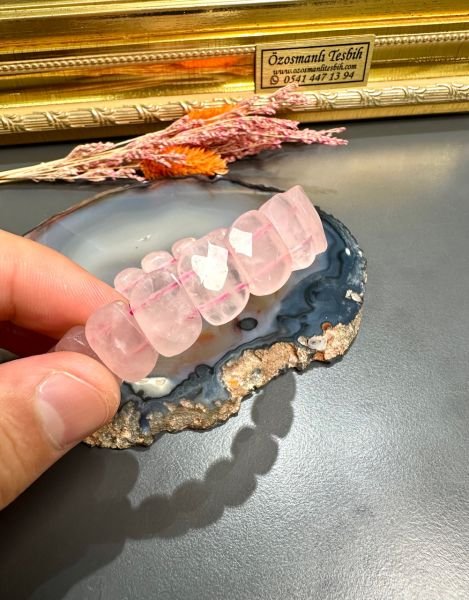 Pembe Kuvars Taşı Doğal Taş Bileklik