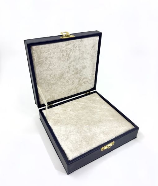 Lacivert Renk Deri İçi Kadife Döşeme Tesbih Kutusu