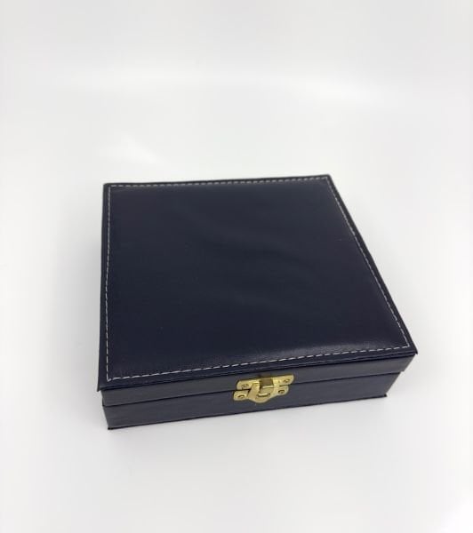 Lacivert Renk Deri İçi Kadife Döşeme Tesbih Kutusu