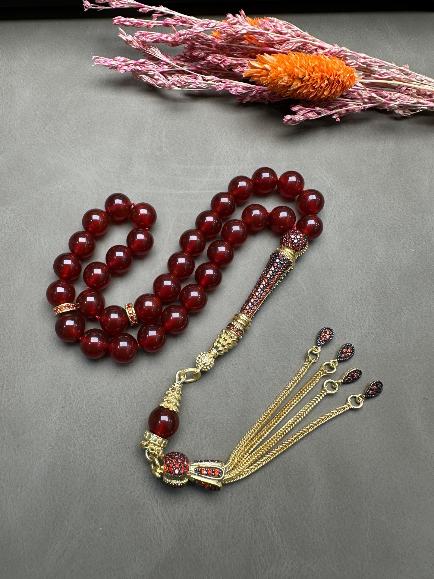 Küre Model Akik Doğal Taş Tesbih