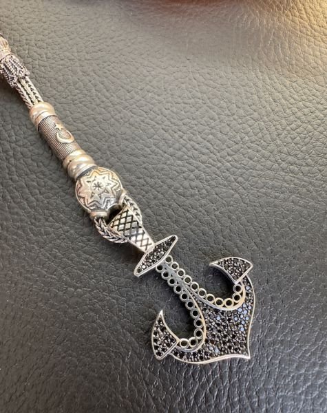 Özel Çapa Tasarım Tekli Gümüş Püskül