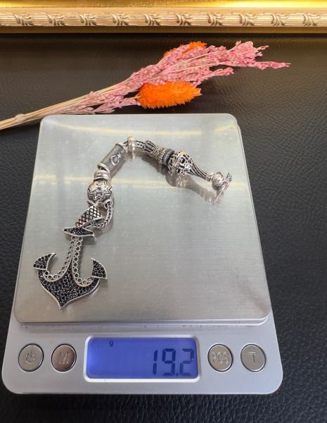 Özel Çapa Tasarım Tekli Gümüş Püskül