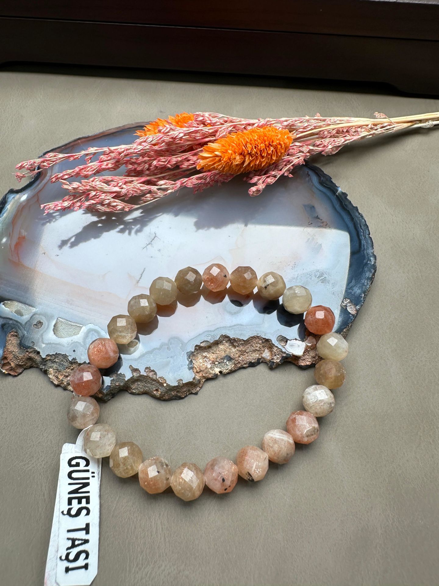 Güneş Taşı Doğal Taş Bileklik