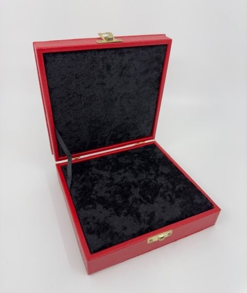 Kırmızı Renk Deri İçi Kadife Döşeme Tesbih Kutusu