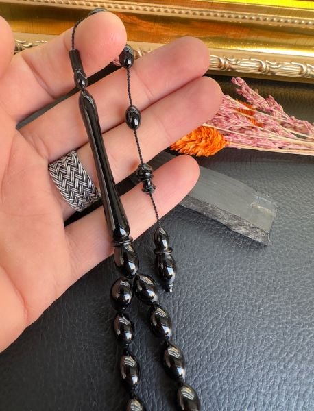 Beyzi Model Büyük Boy Sade Erzurum Oltu Taşı Tesbih