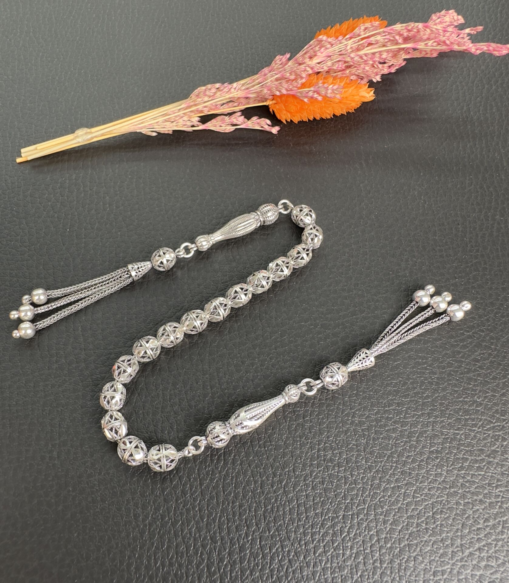 Özel Tasarım Küre Model  Zaza Gümüş Tesbih