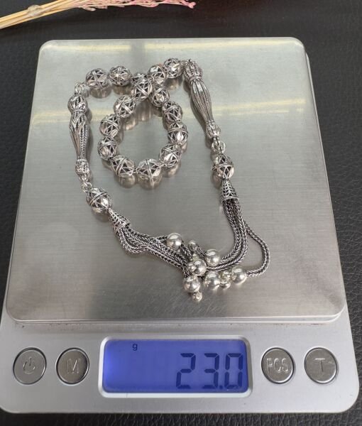 Özel Tasarım Küre Model  Zaza Gümüş Tesbih