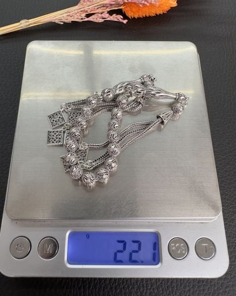 Özel Tasarım Küre Model  Zaza Gümüş Tesbih