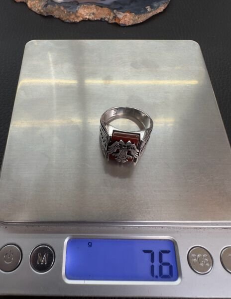 Özel Çift Başlı Kartal Tasarım Erkek Gümüş Yüzük