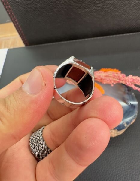 Özel Çift Başlı Kartal Tasarım Erkek Gümüş Yüzük