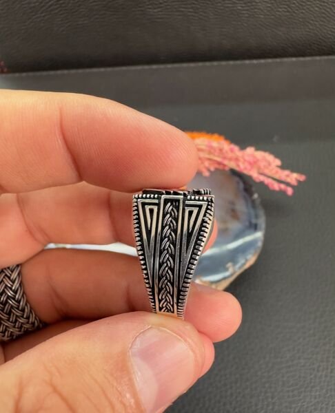 Özel Çift Başlı Kartal Tasarım Erkek Gümüş Yüzük