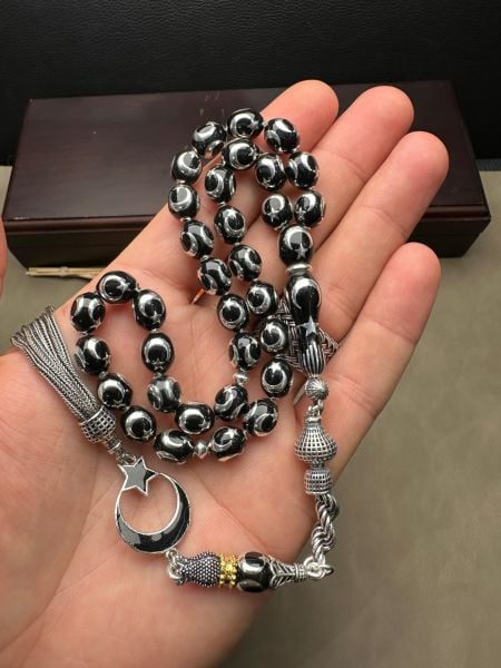 Beyzi  Model Gümüş Ayyıldız İşlemeli Tesbih