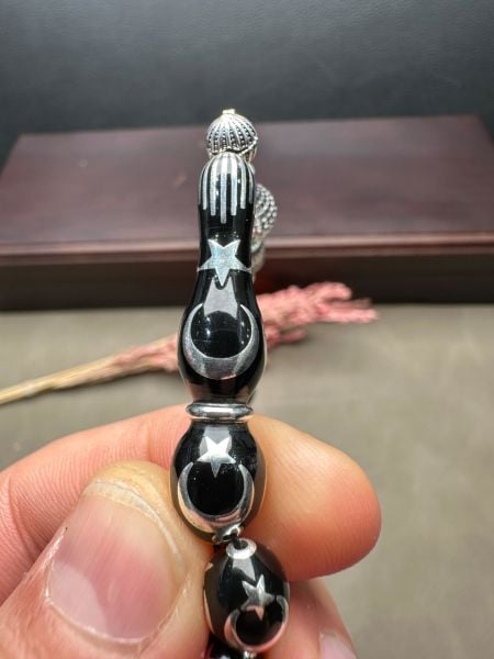 Beyzi  Model Gümüş Ayyıldız İşlemeli Tesbih