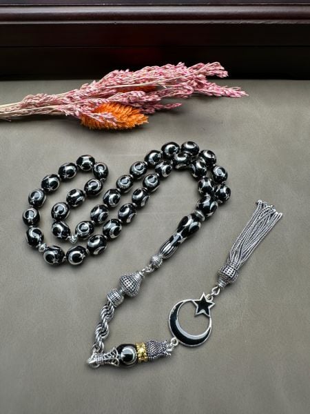 Beyzi  Model Gümüş Ayyıldız İşlemeli Tesbih