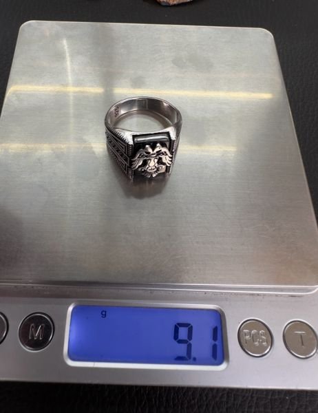 Özel Çift Başlı Kartal Tasarım Erkek Gümüş Yüzük