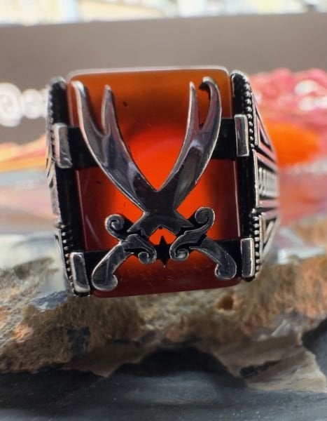 Özel Zülfikar Kılıç Tasarım Gümüş Erkek Yüzük