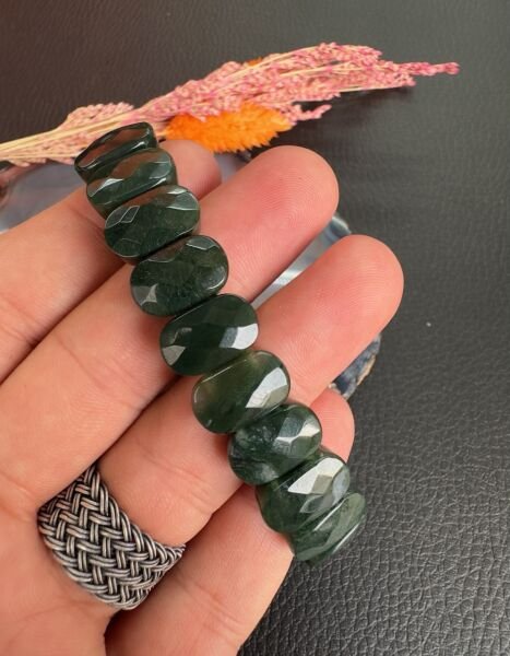 Yosun Akik Taşı Doğal Taş Bileklik