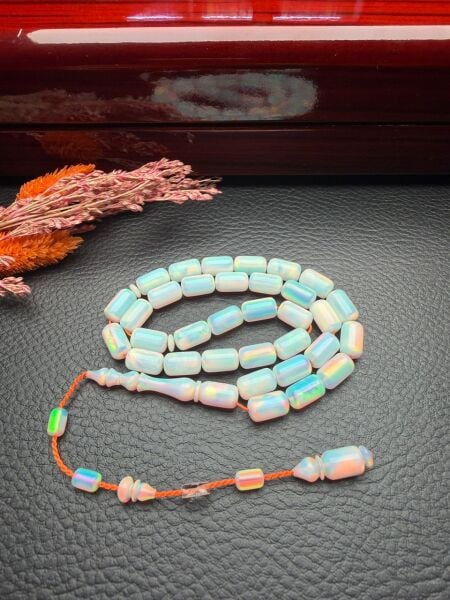 Kapsül Model Beyaz Renk Sentetik Opal Tesbih