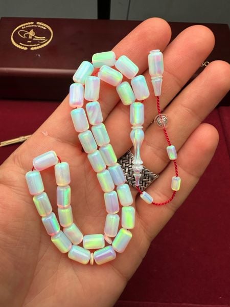 Kapsül Model Beyaz Renk Sentetik Opal Tesbih