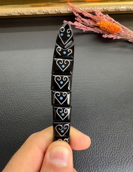 Gümüş Ve Firuze İşlemeli Erzurum Oltu Taşı Balık Tesbih