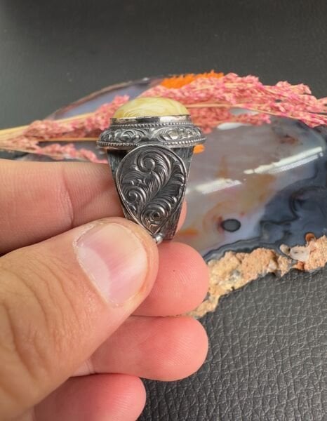 Osman Özpala Damla Kehribar Gümüş Erkek Yüzük