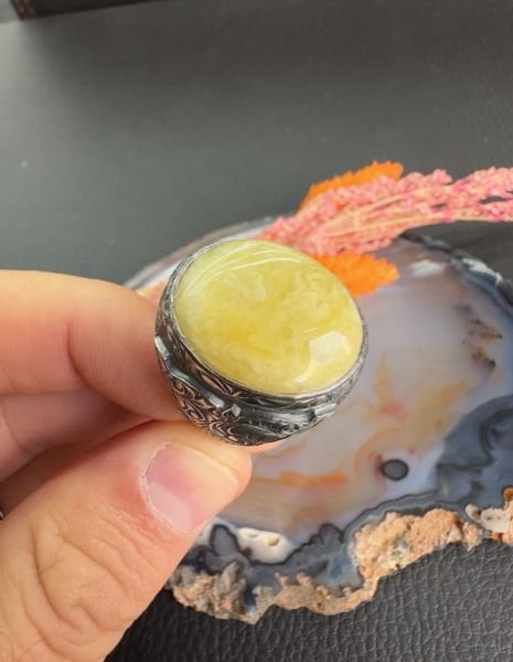 Osman Özpala Damla Kehribar  Gümüş Erkek Yüzük