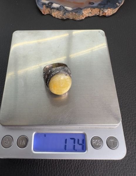 Osman Özpala Damla Kehribar  Gümüş Erkek Yüzük