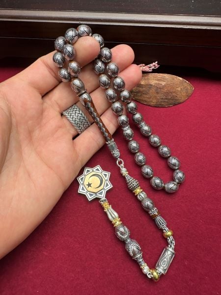 Beyzi Model Gümüş İşlemeli Kuka Tesbih