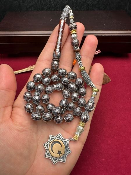 Beyzi Model Gümüş İşlemeli Kuka Tesbih